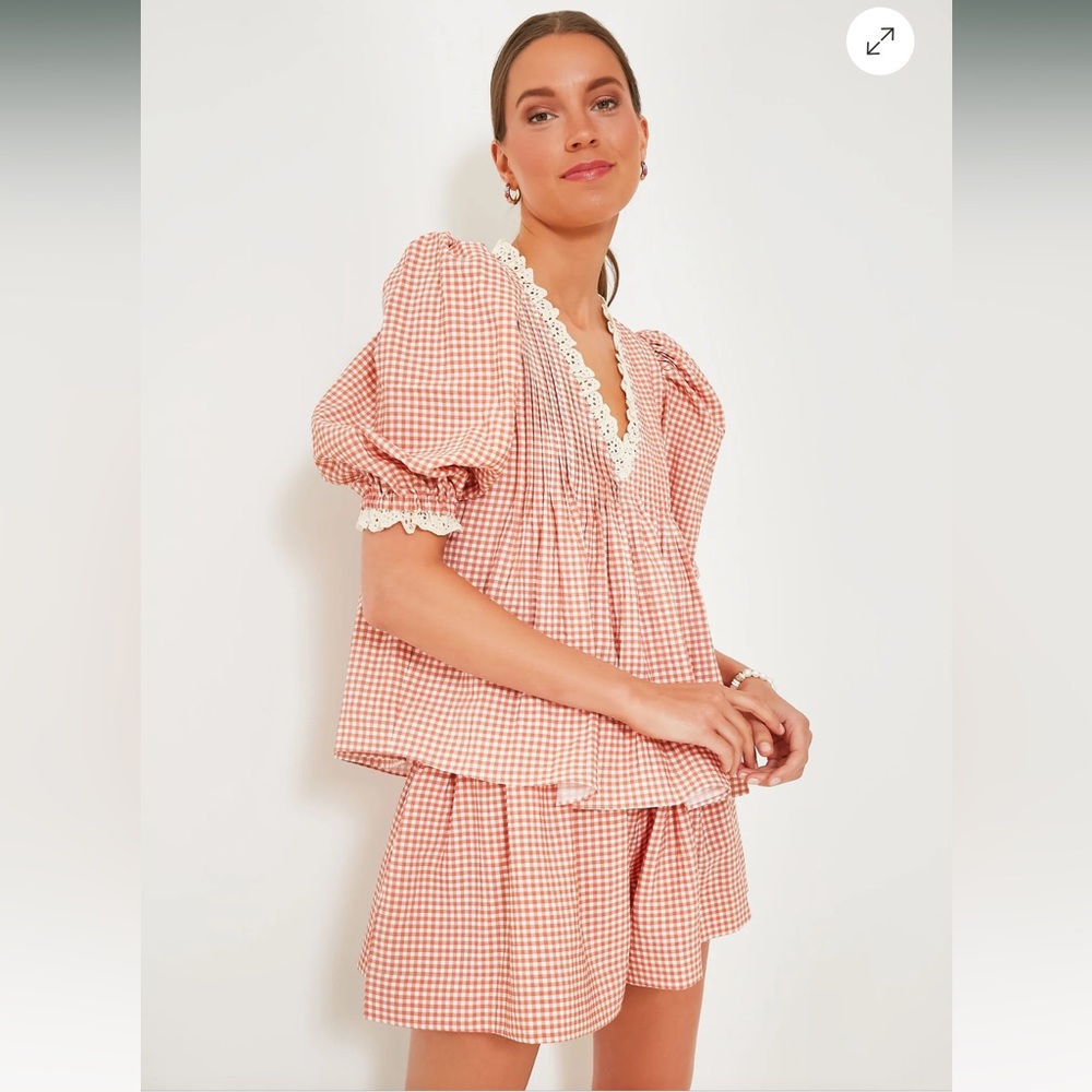 FULL SET Hunter Bell Mia Top and Jemma shorts in Terracotta Gingham
